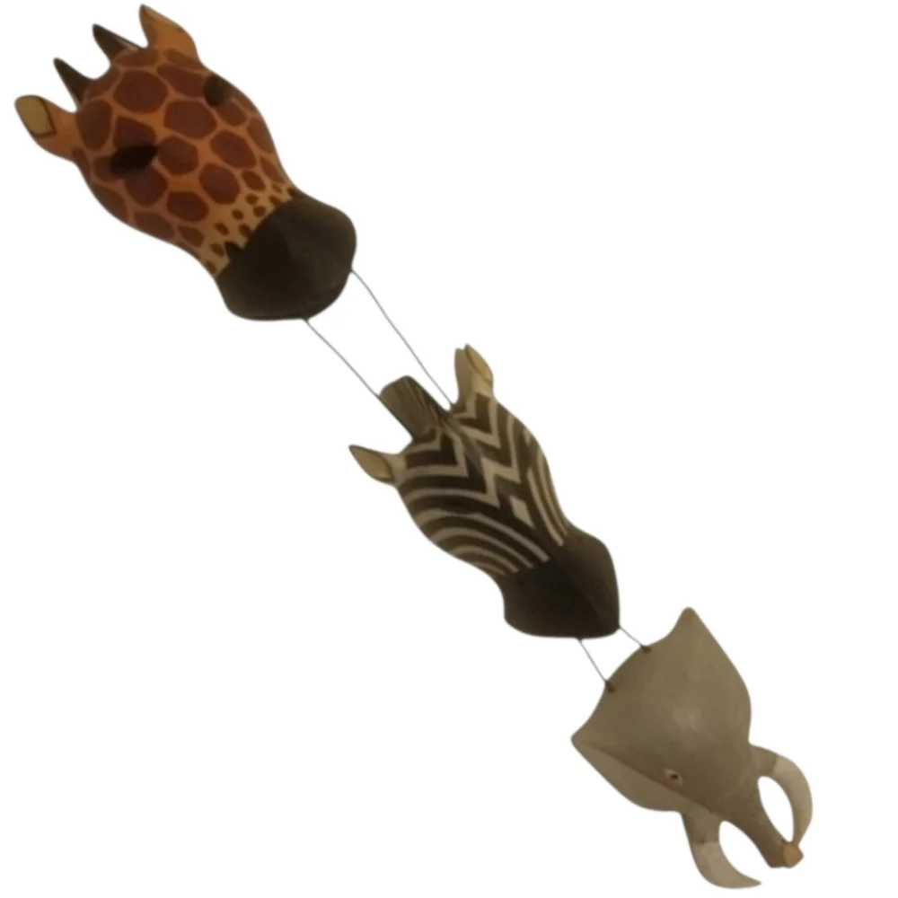 Hand-carved Wooden African Animal Masks‎ Wall Hanging Art Giraffe Zebra Elephant